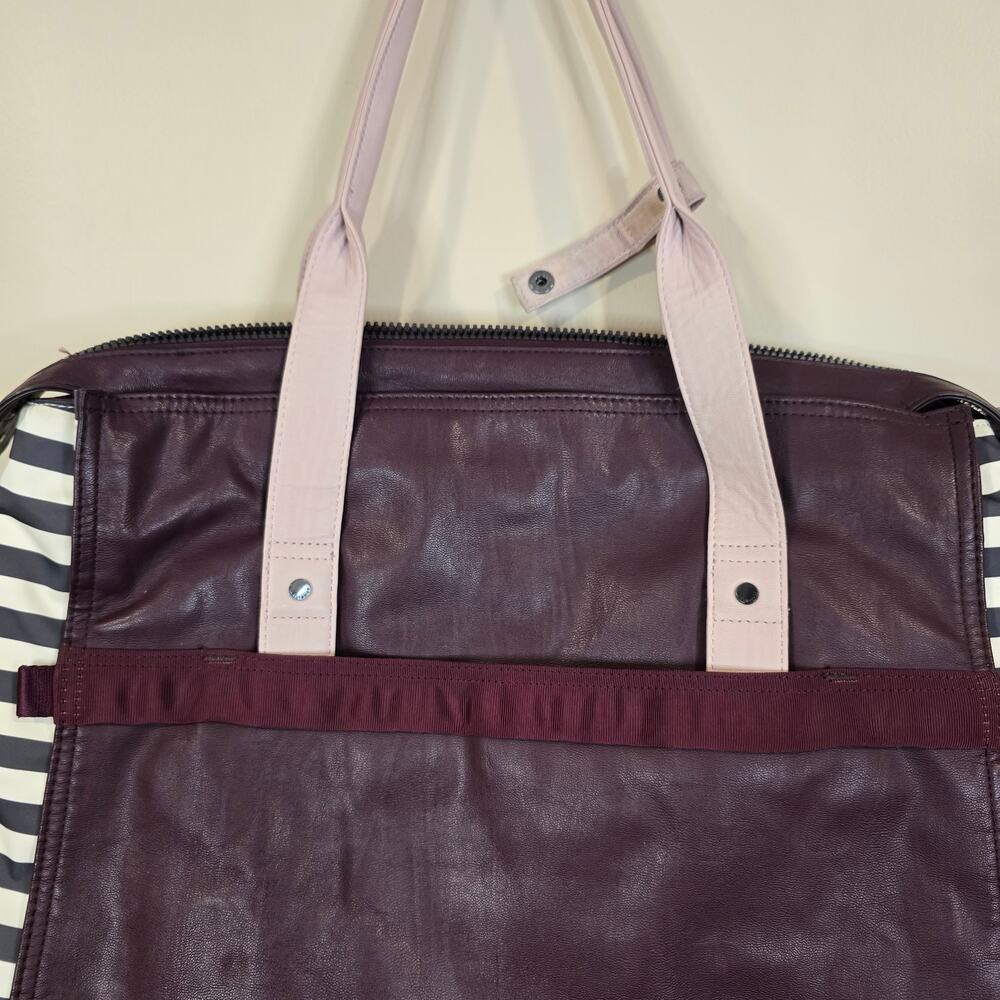 Lululemon Purple Striped Faux Leather Gym Bag Multiple Pockets - Picture 4 of 13